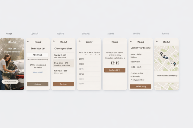 WASHD customer booking flow reference